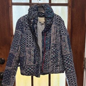 Pilcro Navy Patterned Puffer Jacket
